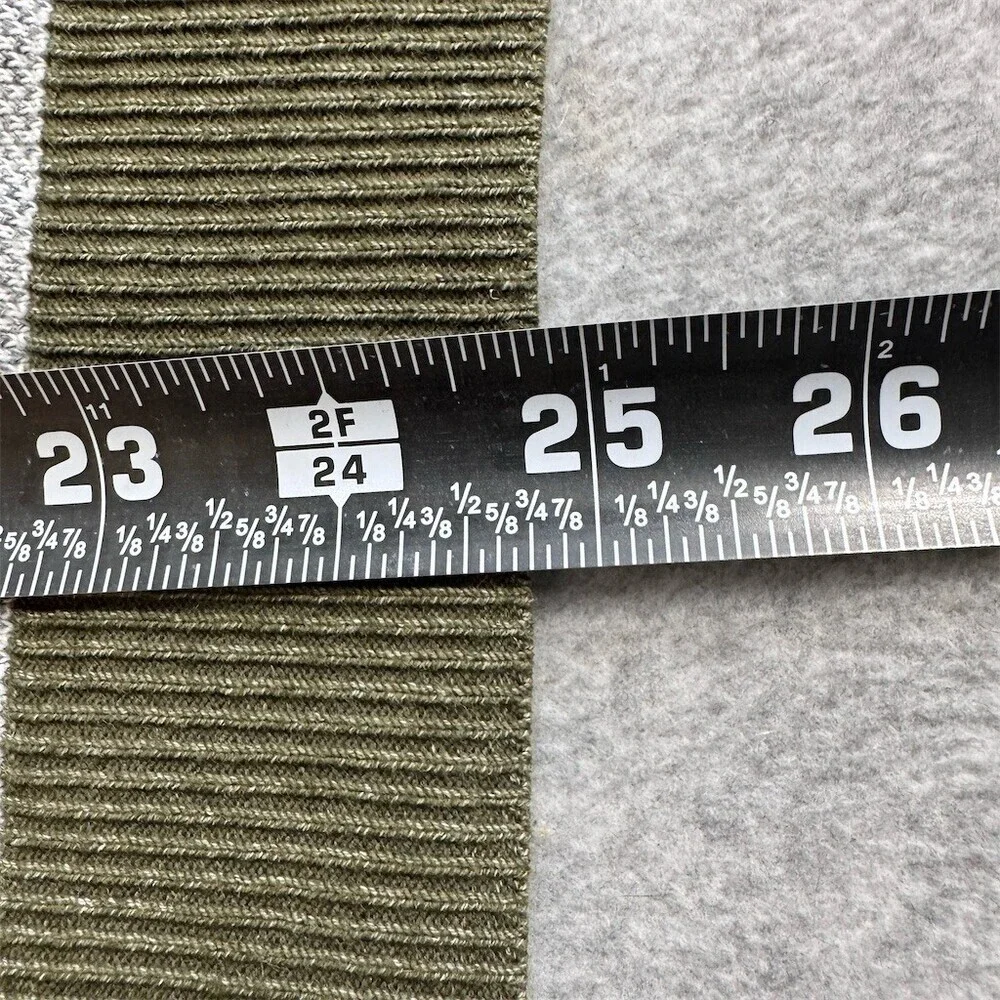 Banana Republic Cotton Sweater Mens Size L Olive Green Gray Striped Crewneck